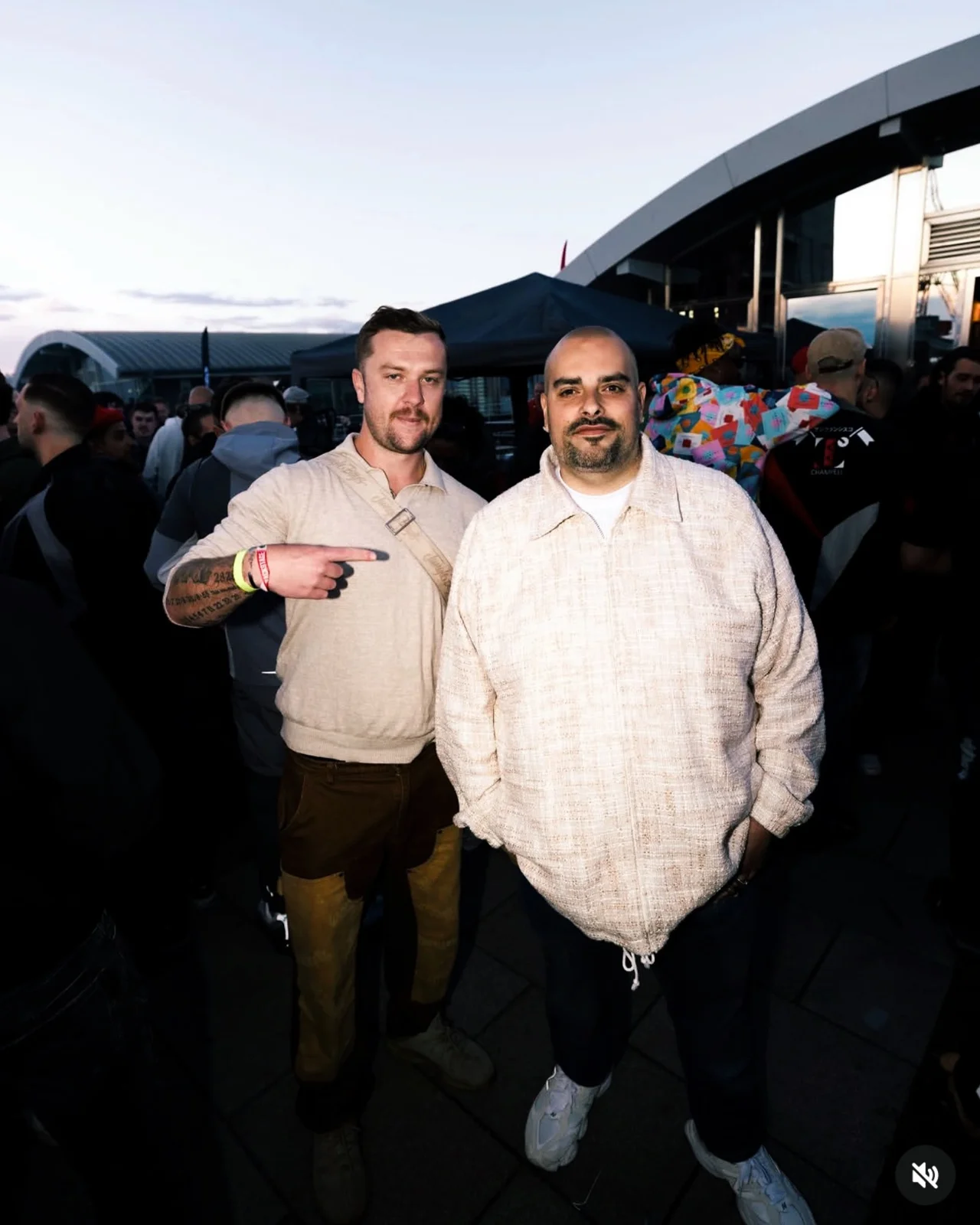 Luc Carlin (LMC) with Berner at an outdoor gathering